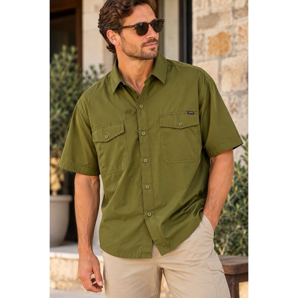 5.11 Tactical Men’s Size Large Marksman Short Sleeve Shirt UPF 50+ Rifle Green